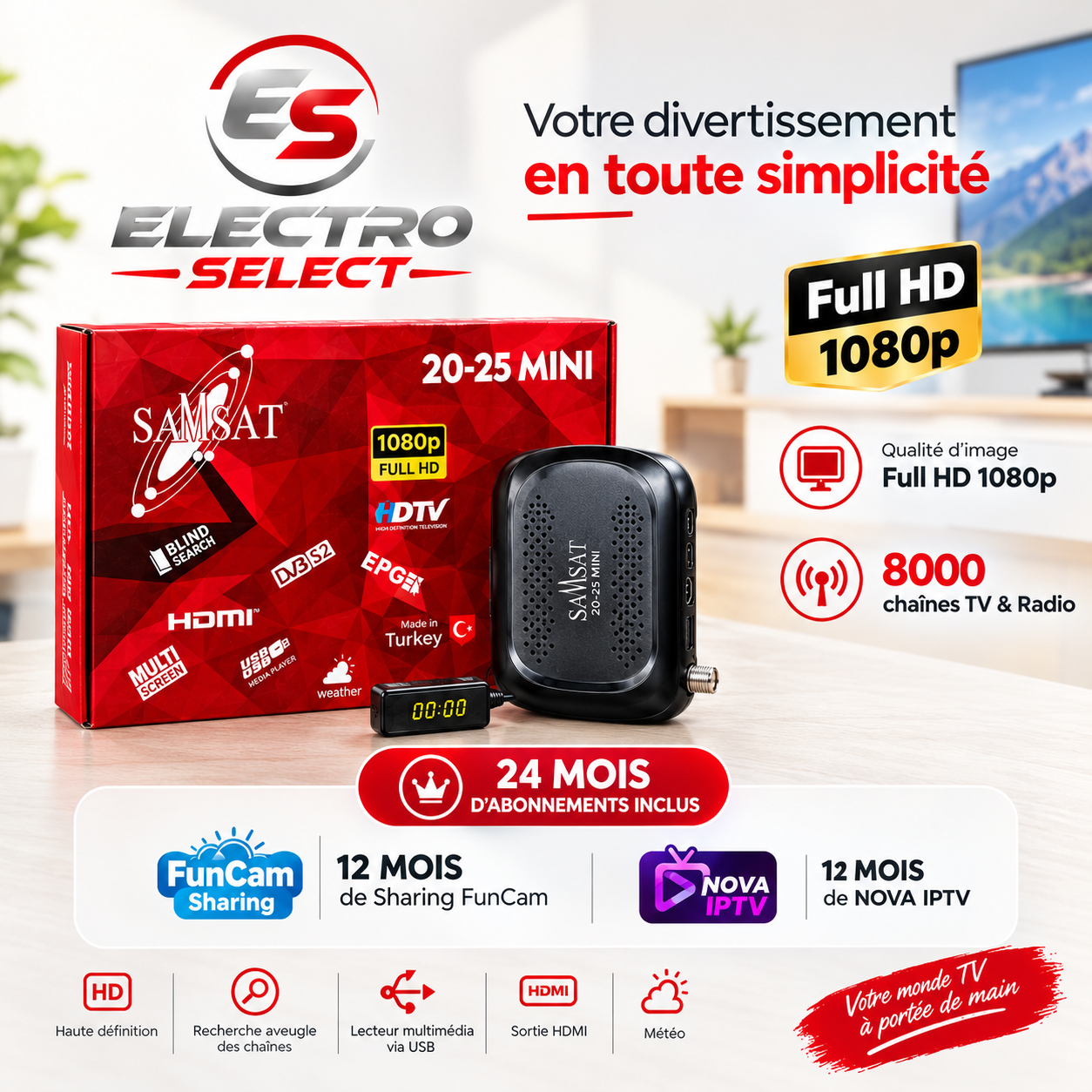 Récepteur TV Samsat Mini avec abonnement inclus